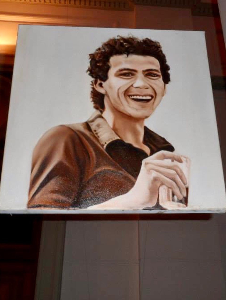 Tío Teté, otra de mis primeras obras al óleo, expuesta en 2013 en la Biblioteca de la FCFM de la Universidad de Chile.