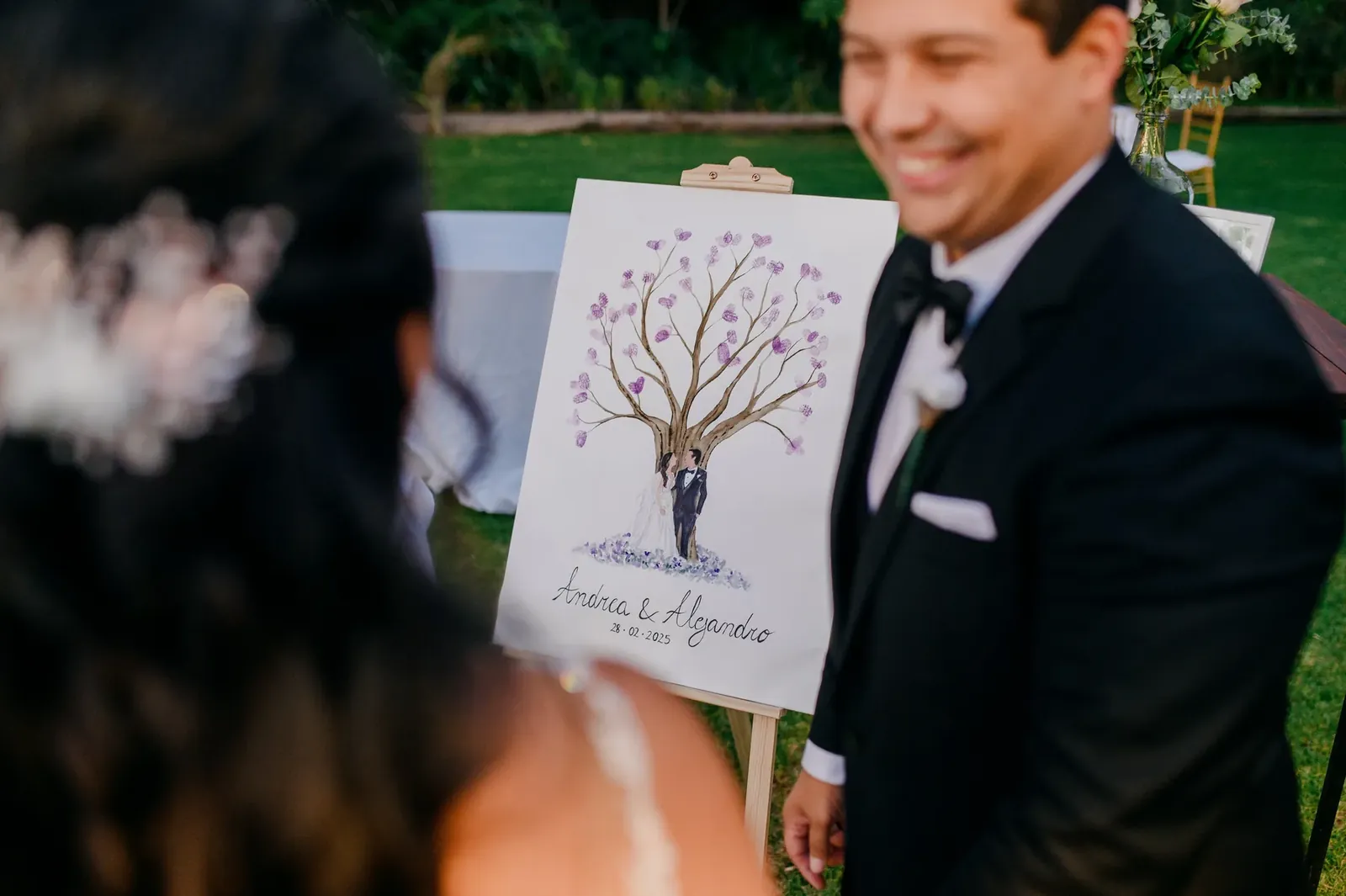 Árbol de huellas personalizado para un matrimonio